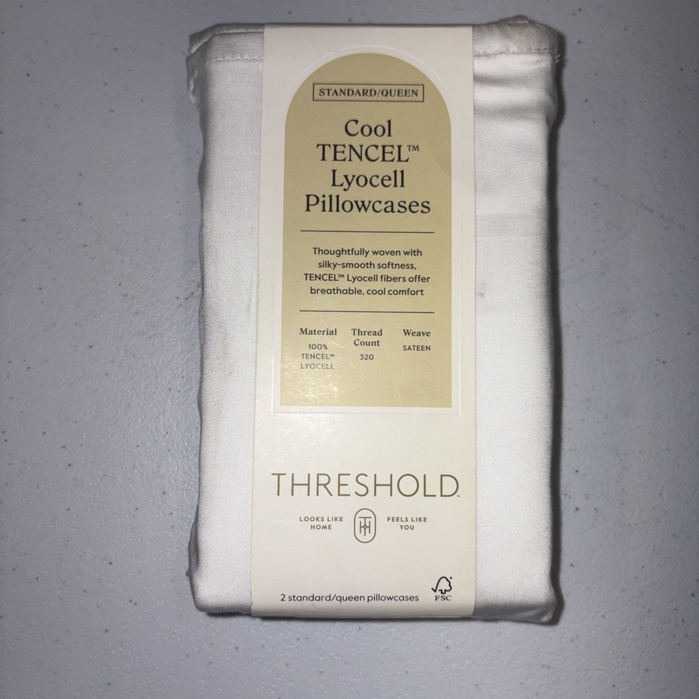 Threshold Cool Tencel Lyocell Pillowcases Standard/Queen White